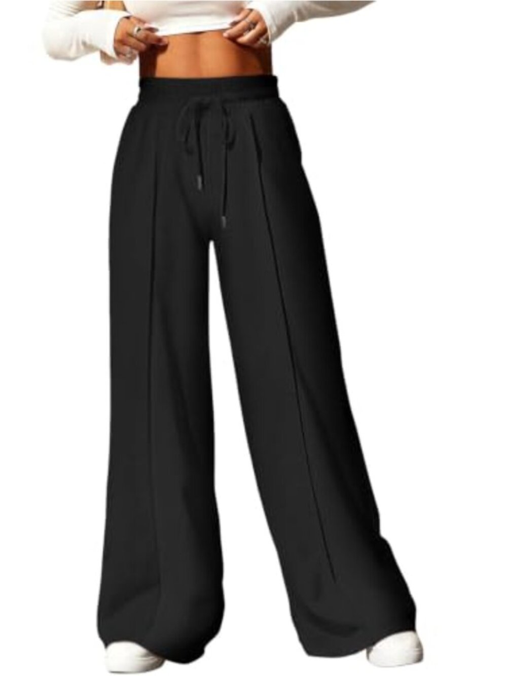 Wide Leg High Waisted Sweatpants Drawstring Pleated Casual Joggers